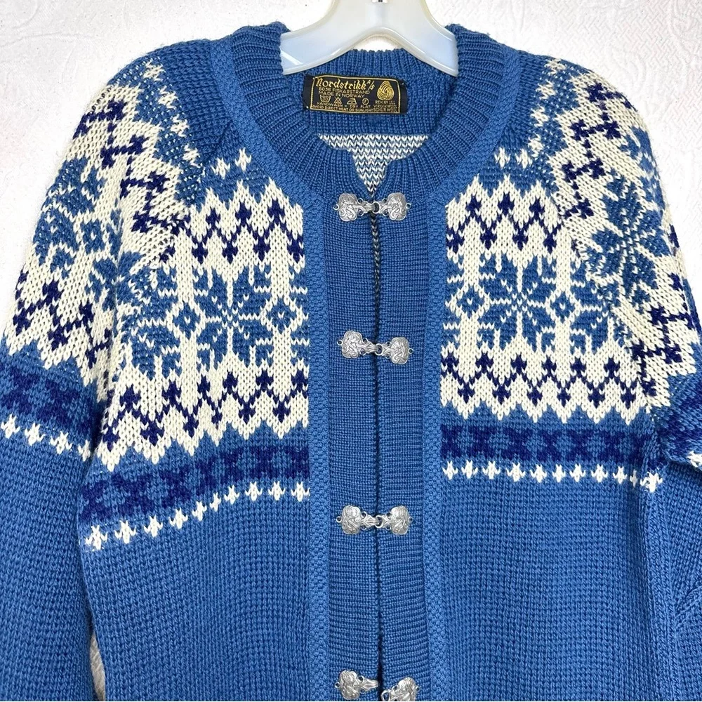 Nordstrikk A/S Vintage Norwegian Wool Snowflake Cardigan Sweater - Picture 3 of 11